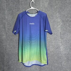 Diadora Athletic TShirt Men 2XL Blue Green Gradient Active Sportswear Tee Gym UV